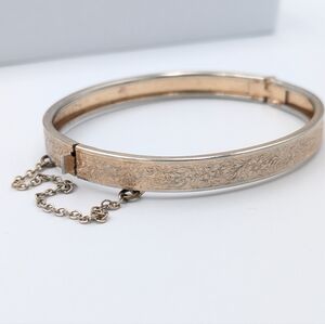Vintage rose gold plated engraved bangle bracelet